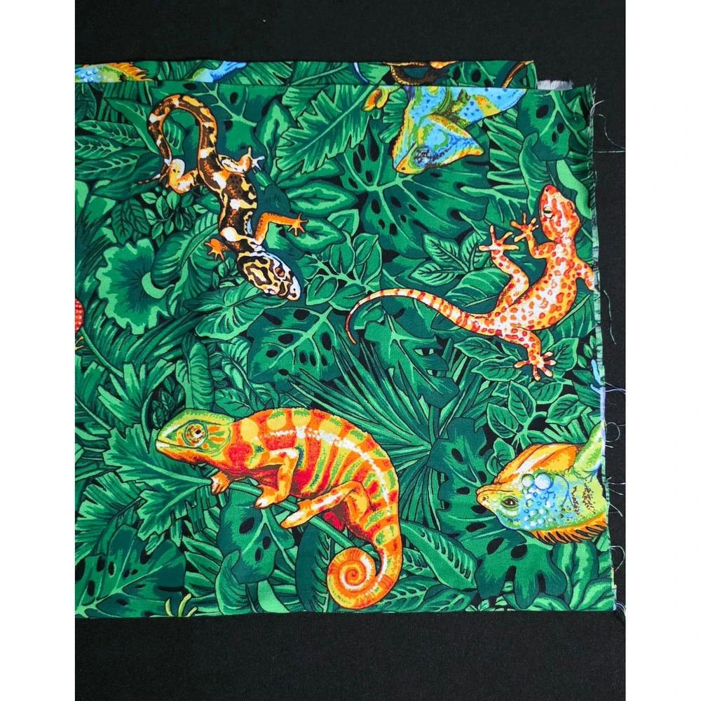 Cranston Collection Tropical Lizard Jungle Fabric Reptile Iguana Cotton 47
